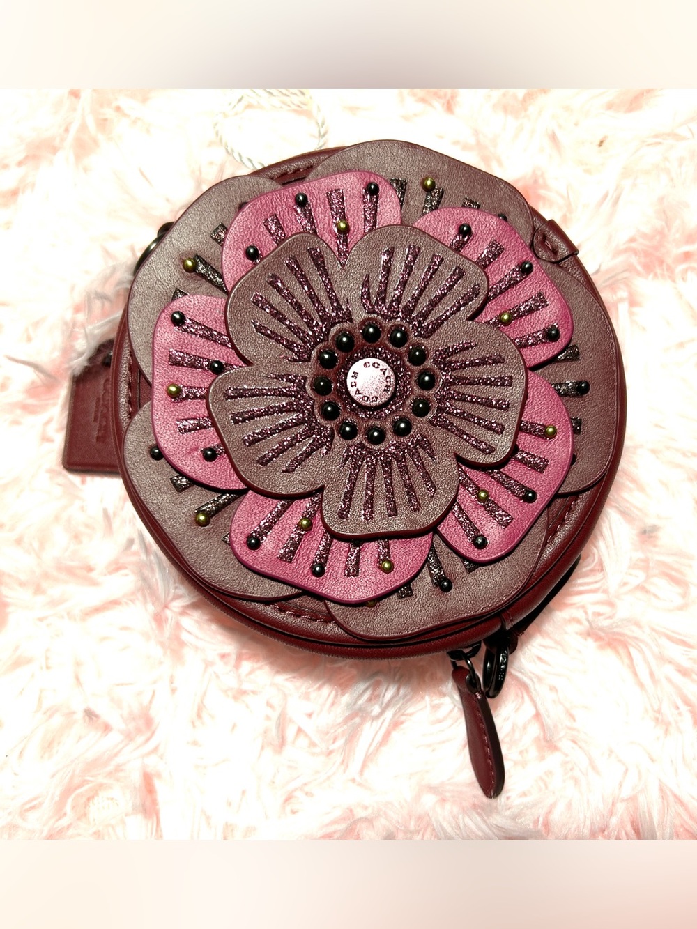 Coach Tea Rose Crossbody Bag/Wine - Picture 3 of 9